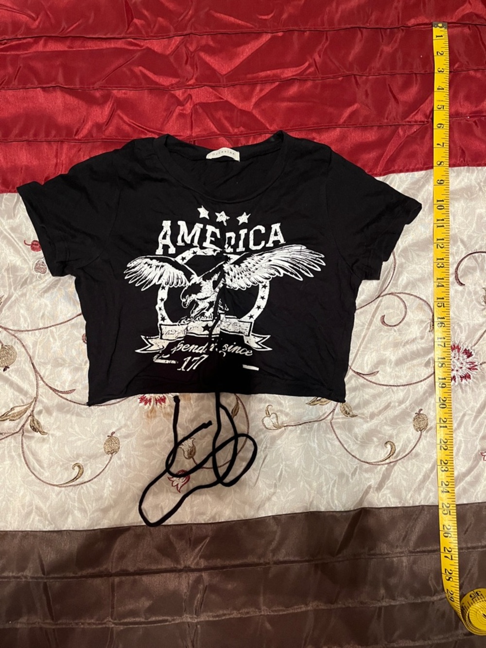 Occasion Black Crop Top with White Graphic